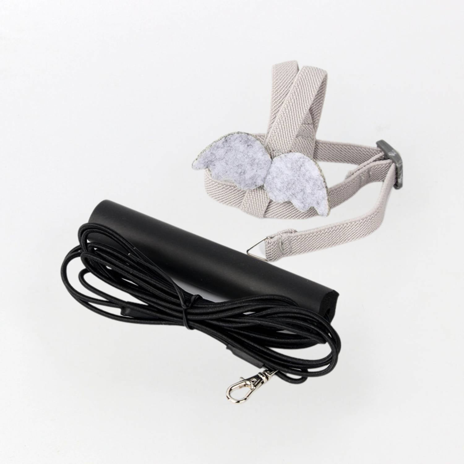 papegaai vliegharnas en trektouw grijs